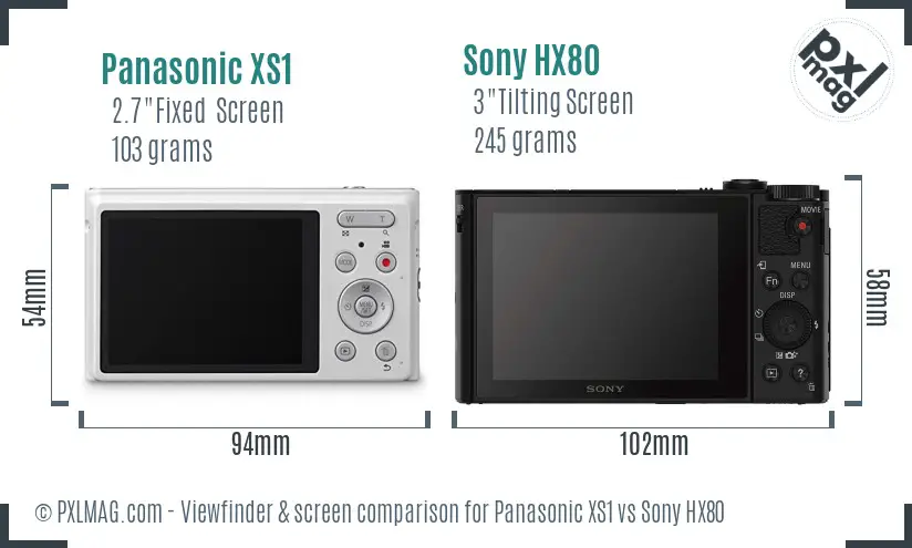 Panasonic XS1 vs Sony HX80 Screen and Viewfinder comparison