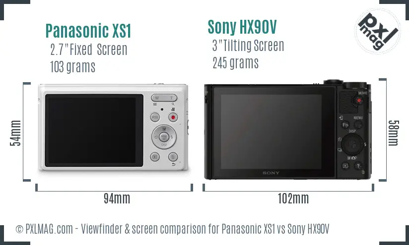 Panasonic XS1 vs Sony HX90V Screen and Viewfinder comparison Panasonic XS1 vs Sony HX90V Screen and Viewfinder comparison