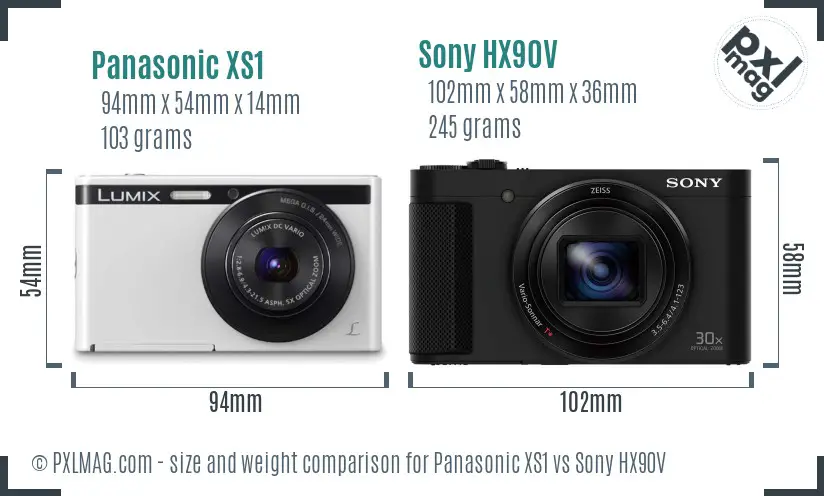 Panasonic XS1 vs Sony HX90V size comparison Panasonic XS1 vs Sony HX90V size comparison