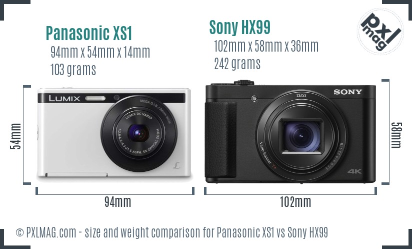 Panasonic XS1 vs Sony HX99 size comparison Panasonic XS1 vs Sony HX99 size comparison
