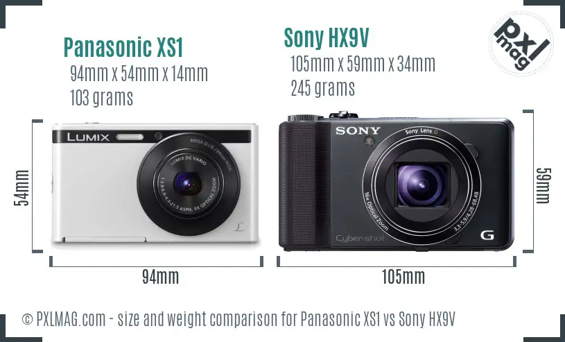 Panasonic XS1 vs Sony HX9V size comparison