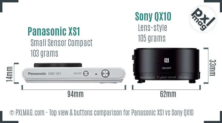 Panasonic XS1 vs Sony QX10 top view buttons comparison Panasonic XS1 vs Sony QX10 top view buttons comparison