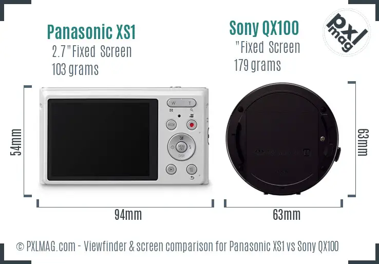 Panasonic XS1 vs Sony QX100 Screen and Viewfinder comparison