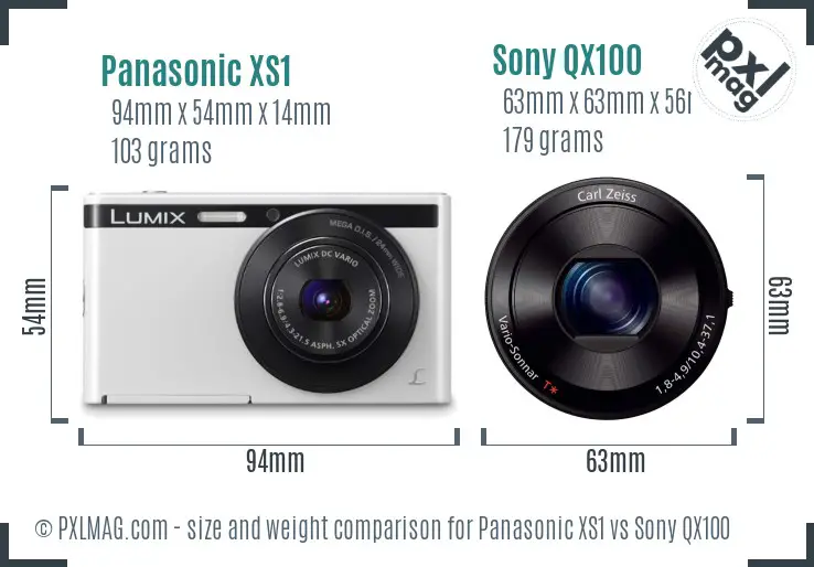 Panasonic XS1 vs Sony QX100 size comparison