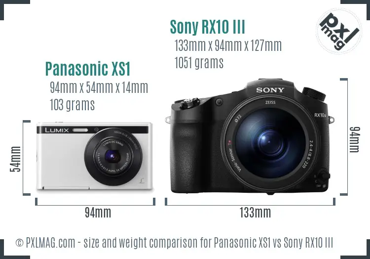 Panasonic XS1 vs Sony RX10 III size comparison