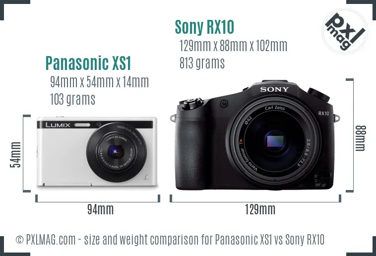 Panasonic XS1 vs Sony RX10 size comparison