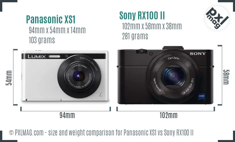 Panasonic XS1 vs Sony RX100 II size comparison