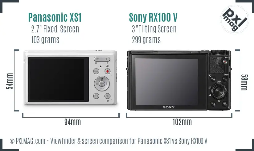 Panasonic XS1 vs Sony RX100 V Screen and Viewfinder comparison