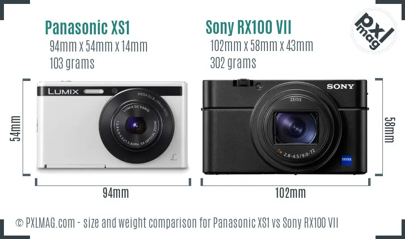 Panasonic XS1 vs Sony RX100 VII size comparison