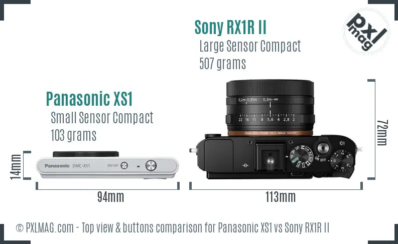 Panasonic XS1 vs Sony RX1R II top view buttons comparison