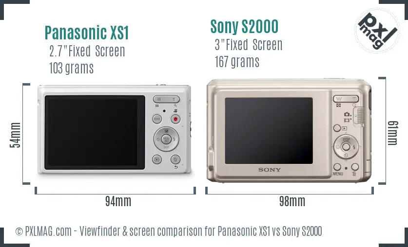 Panasonic XS1 vs Sony S2000 Screen and Viewfinder comparison