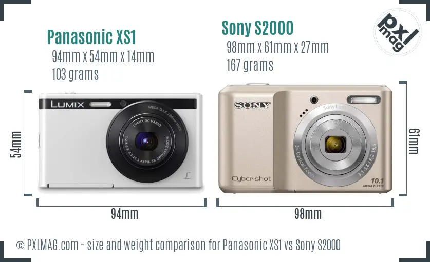 Panasonic XS1 vs Sony S2000 size comparison