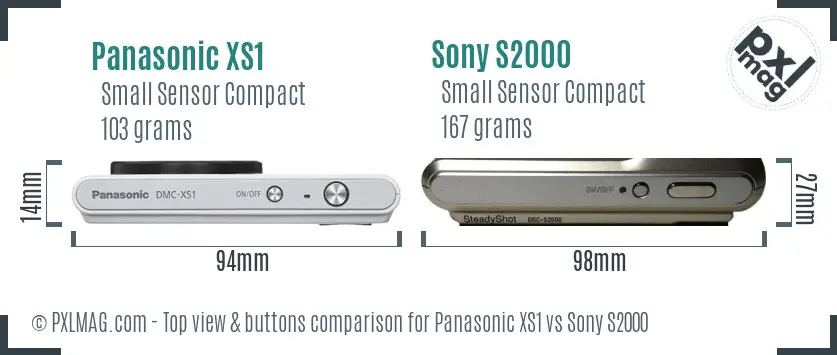 Panasonic XS1 vs Sony S2000 top view buttons comparison