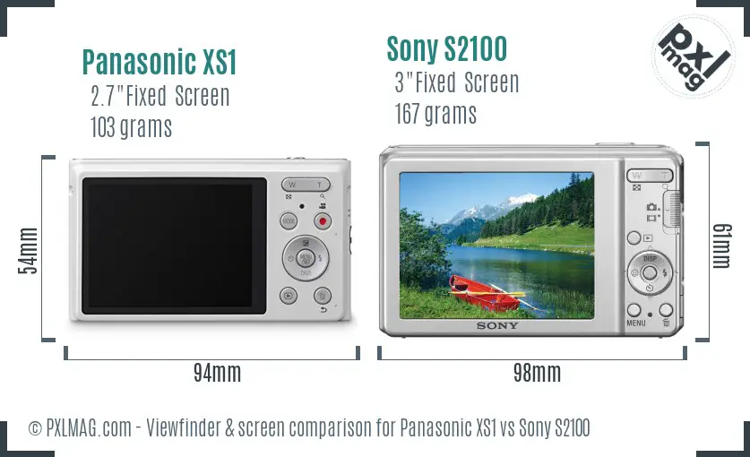 Panasonic XS1 vs Sony S2100 Screen and Viewfinder comparison