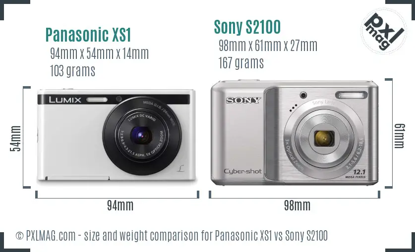 Panasonic XS1 vs Sony S2100 size comparison