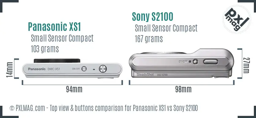 Panasonic XS1 vs Sony S2100 top view buttons comparison