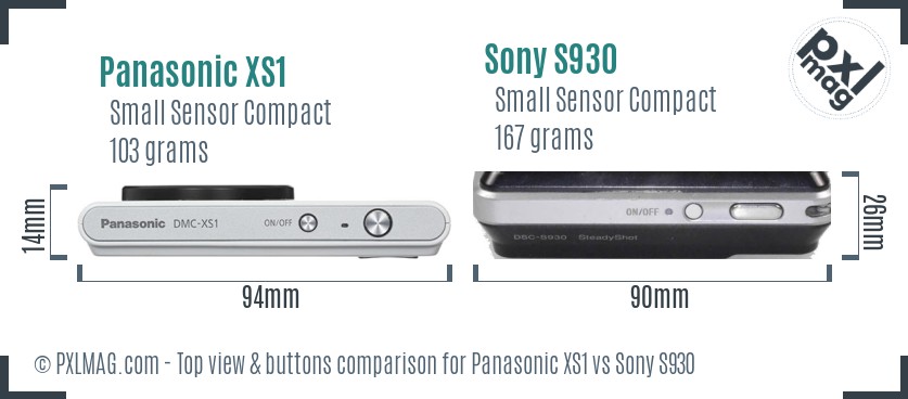 Panasonic XS1 vs Sony S930 top view buttons comparison