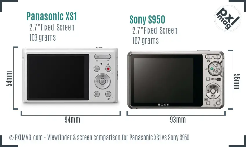 Panasonic XS1 vs Sony S950 Screen and Viewfinder comparison