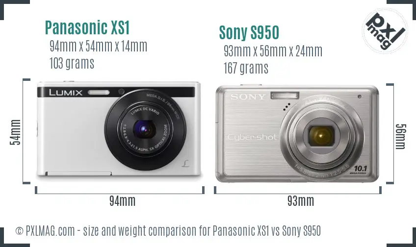 Panasonic XS1 vs Sony S950 size comparison