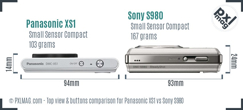 Panasonic XS1 vs Sony S980 top view buttons comparison