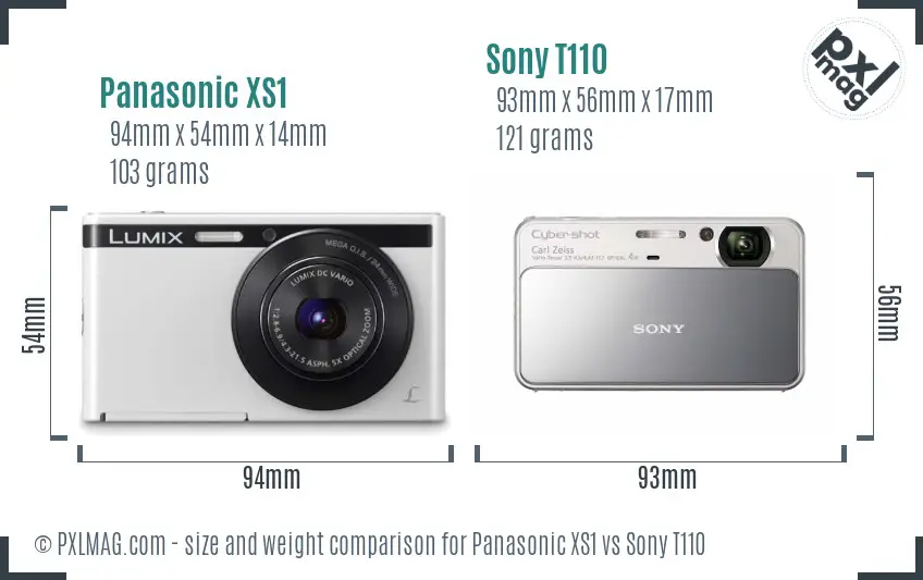 Panasonic XS1 vs Sony T110 size comparison