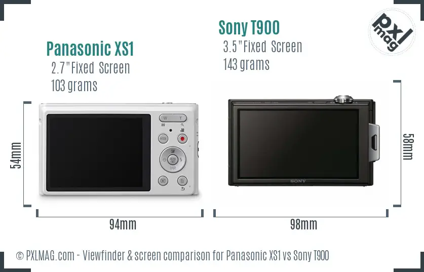 Panasonic XS1 vs Sony T900 Screen and Viewfinder comparison