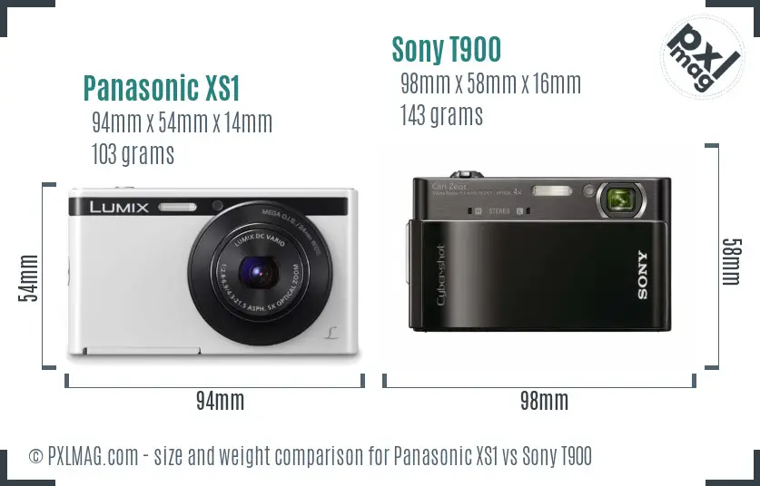 Panasonic XS1 vs Sony T900 size comparison