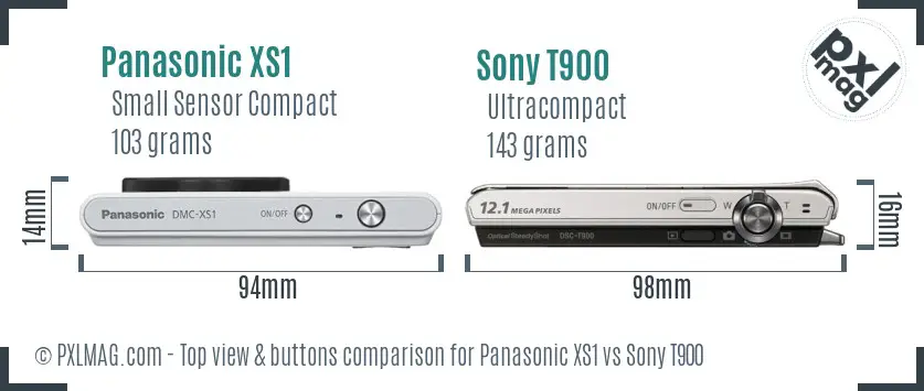 Panasonic XS1 vs Sony T900 top view buttons comparison