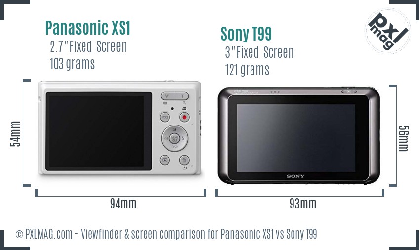 Panasonic XS1 vs Sony T99 Screen and Viewfinder comparison