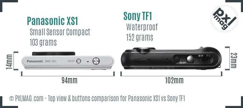 Panasonic XS1 vs Sony TF1 top view buttons comparison Panasonic XS1 vs Sony TF1 top view buttons comparison