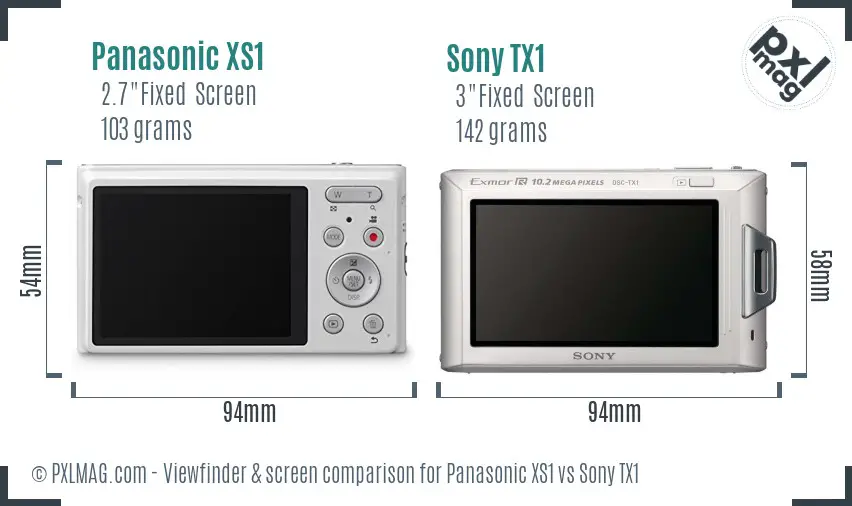 Panasonic XS1 vs Sony TX1 Screen and Viewfinder comparison