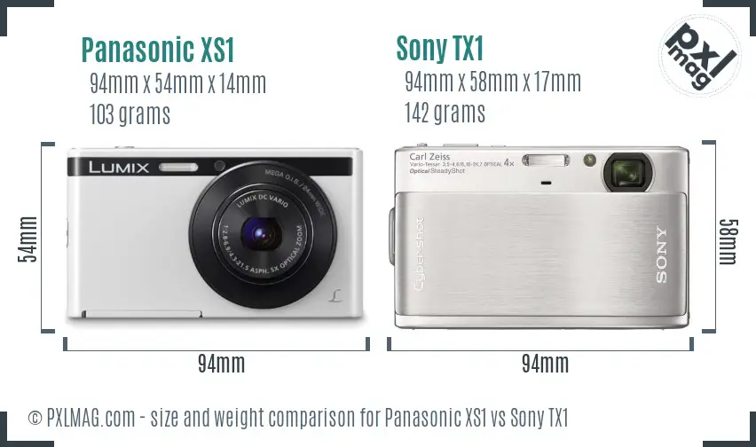 Panasonic XS1 vs Sony TX1 size comparison