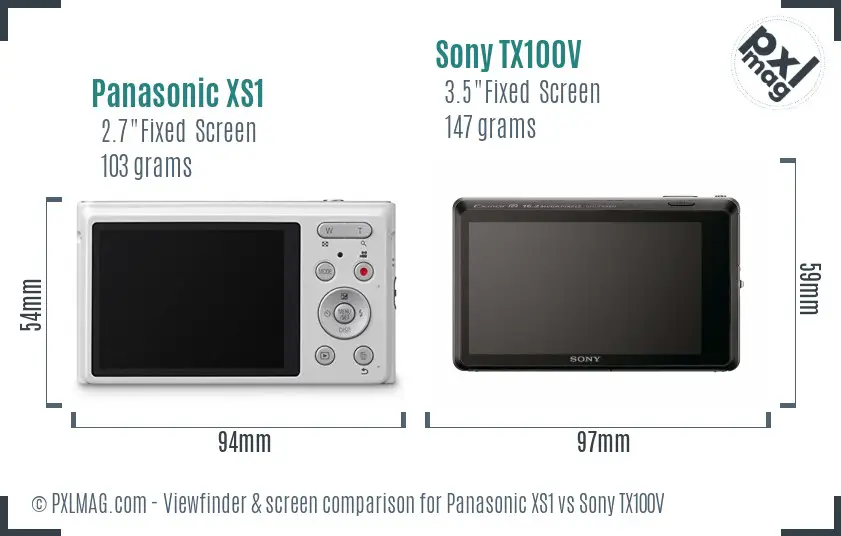 Panasonic XS1 vs Sony TX100V Screen and Viewfinder comparison
