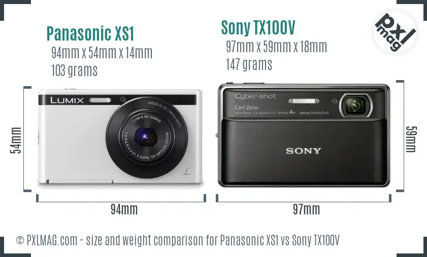 Panasonic XS1 vs Sony TX100V size comparison Panasonic XS1 vs Sony TX100V size comparison