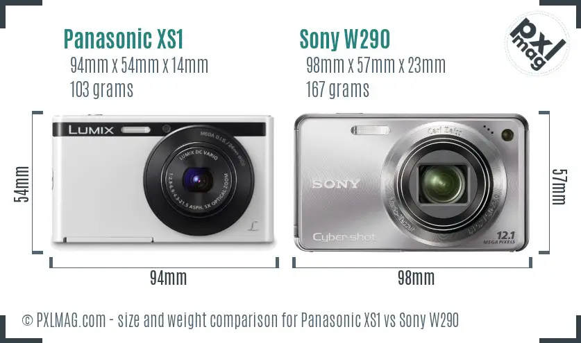 Panasonic XS1 vs Sony W290 size comparison