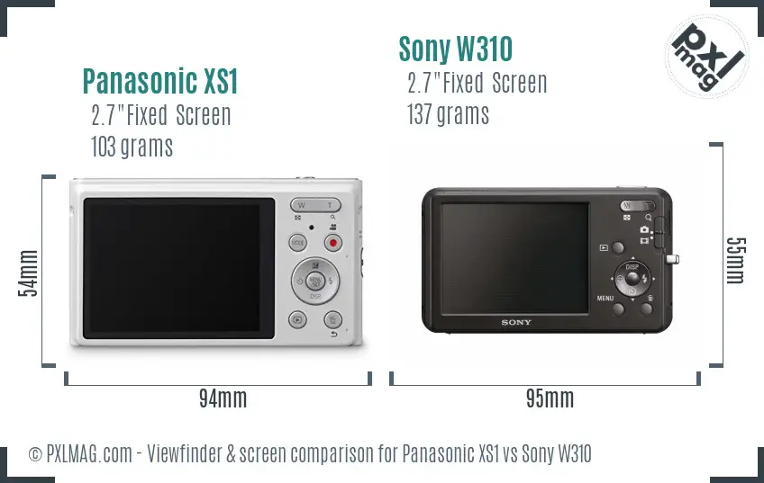 Panasonic XS1 vs Sony W310 Screen and Viewfinder comparison Panasonic XS1 vs Sony W310 Screen and Viewfinder comparison