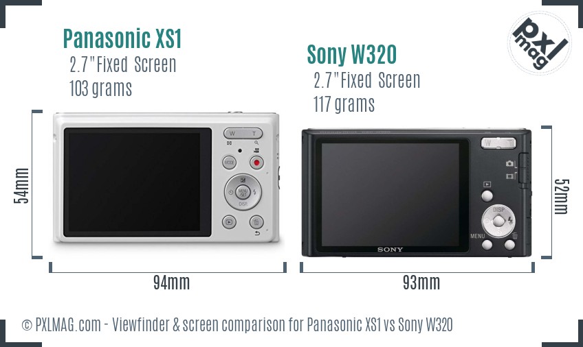 Panasonic XS1 vs Sony W320 Screen and Viewfinder comparison