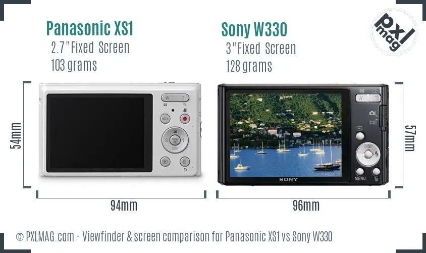 Panasonic XS1 vs Sony W330 Screen and Viewfinder comparison