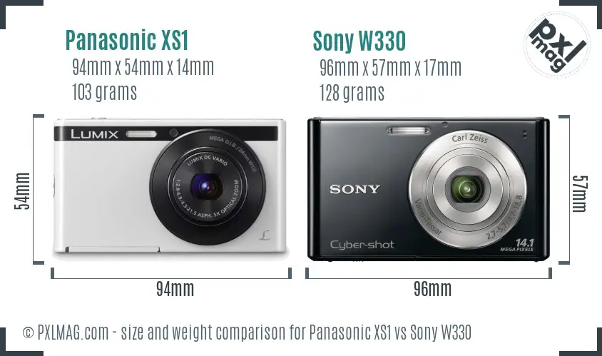 Panasonic XS1 vs Sony W330 size comparison Panasonic XS1 vs Sony W330 size comparison