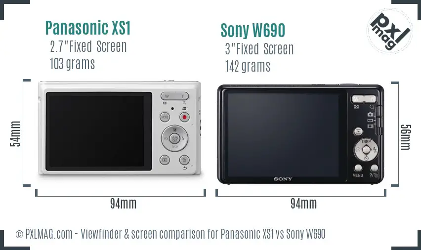 Panasonic XS1 vs Sony W690 Screen and Viewfinder comparison