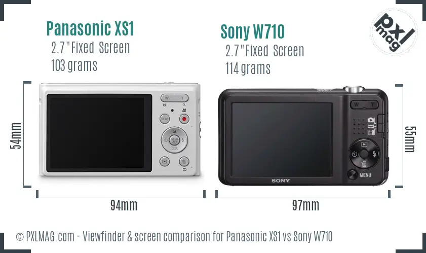 Panasonic XS1 vs Sony W710 Screen and Viewfinder comparison