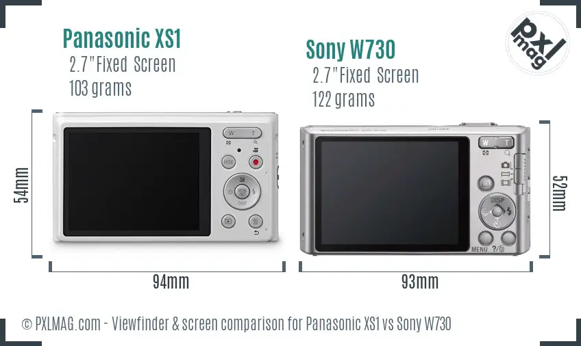 Panasonic XS1 vs Sony W730 Screen and Viewfinder comparison Panasonic XS1 vs Sony W730 Screen and Viewfinder comparison