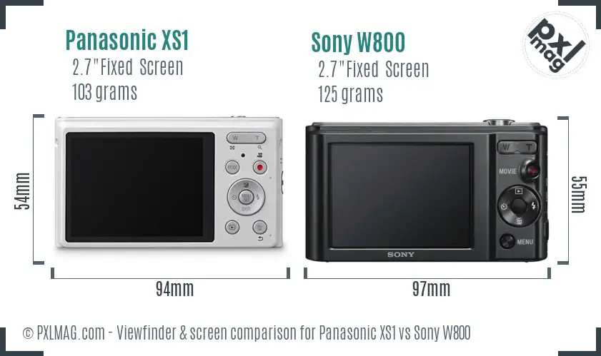 Panasonic XS1 vs Sony W800 Screen and Viewfinder comparison