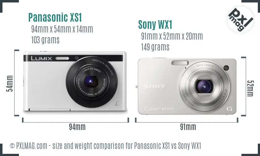 Panasonic XS1 vs Sony WX1 size comparison