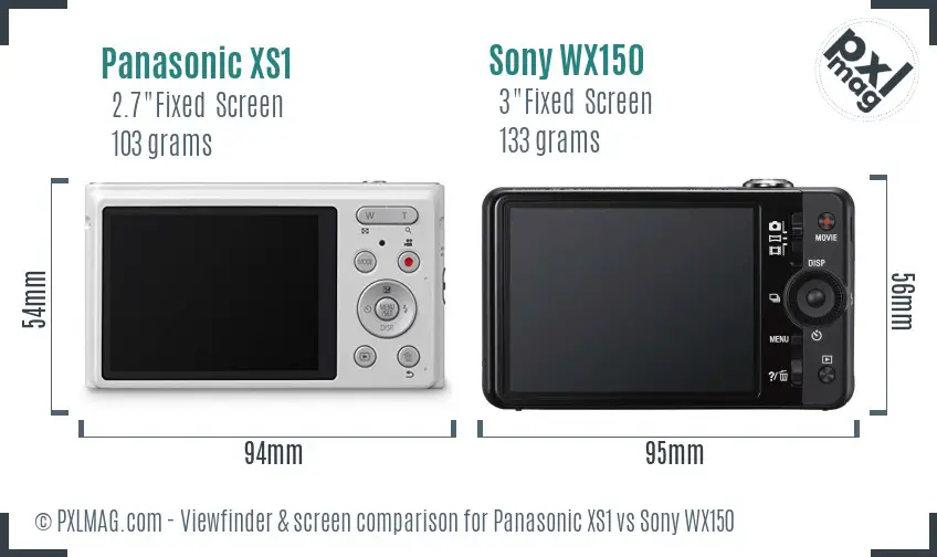 Panasonic XS1 vs Sony WX150 Screen and Viewfinder comparison Panasonic XS1 vs Sony WX150 Screen and Viewfinder comparison