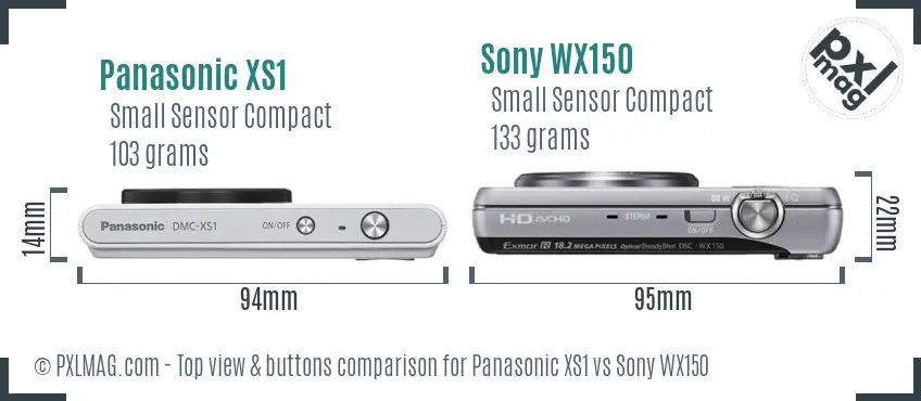 Panasonic XS1 vs Sony WX150 top view buttons comparison Panasonic XS1 vs Sony WX150 top view buttons comparison