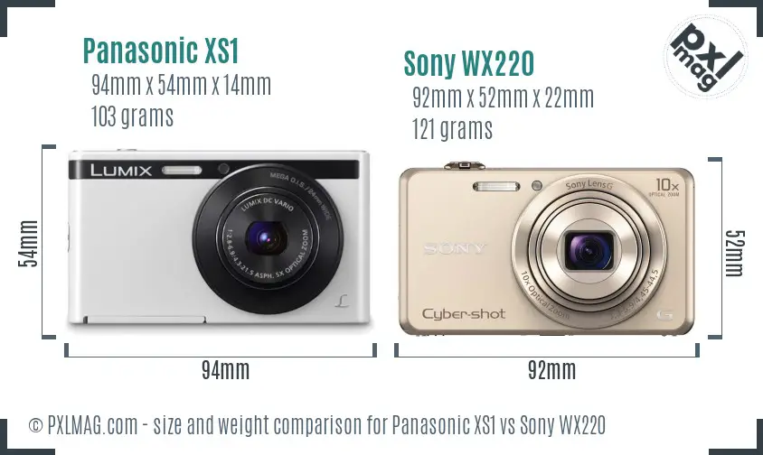 Panasonic XS1 vs Sony WX220 size comparison