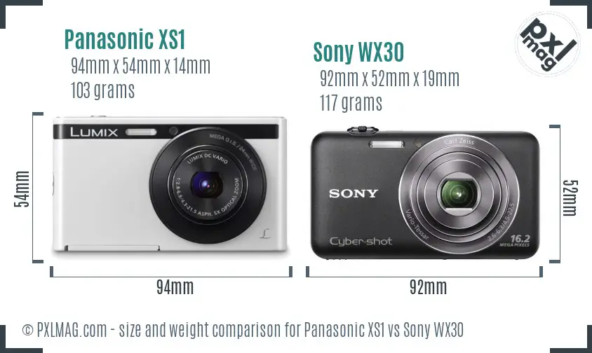 Panasonic XS1 vs Sony WX30 size comparison Panasonic XS1 vs Sony WX30 size comparison