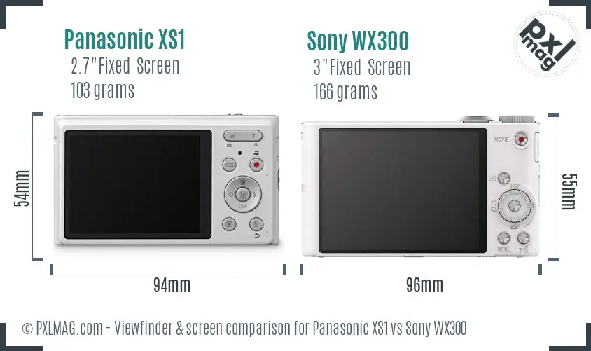 Panasonic XS1 vs Sony WX300 Screen and Viewfinder comparison