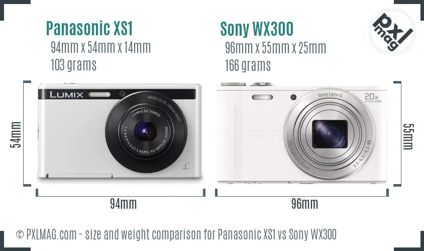 Panasonic XS1 vs Sony WX300 size comparison